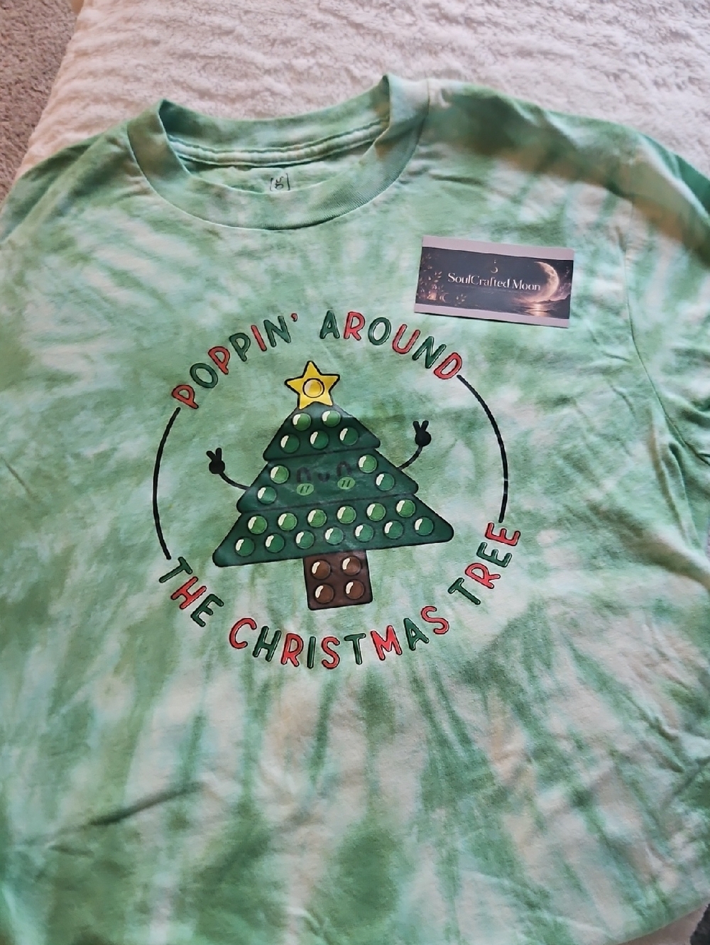 George Light Green Tie-Dye 'Poppin' Around The Christmas Tree' Graphic Tee